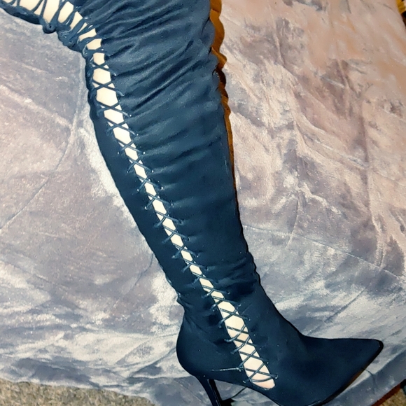 Over the knee, Suade, lace up, stiletto, Boots - Picture 3 of 13